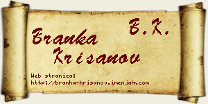 Branka Krišanov vizit kartica